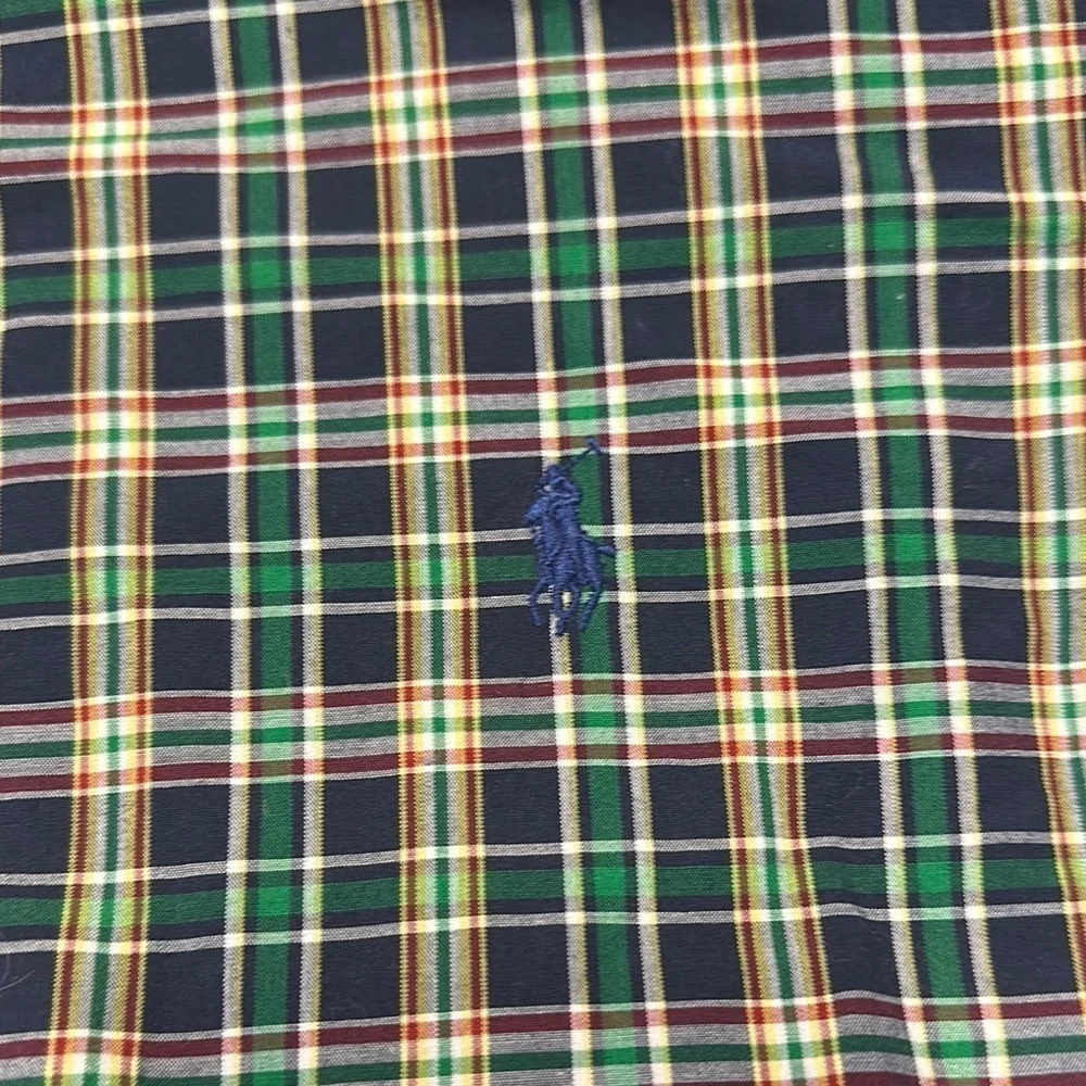 Ralph Lauren Green and Blue Plaid Casual Button Down Shirt